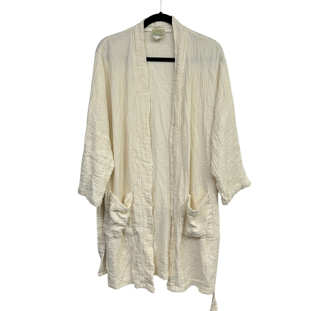 Turkish Cotton Spa Robe XL XXL Ivory Belted Gauze Bath Resort Quiet Luxury